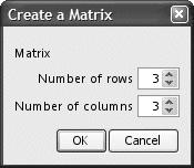 Matrix-skabelon (m x n) Katalog > Bemærk: Hvis du opretter en matrix med mange rækker og kolonner, kan det tage et øjeblik, før den kommer frem.