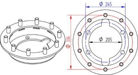 Part nr: WHE0 WHEELDUCK Adaptor for Enkeltmonteret hjul 7,5" med 6 Huller Maks Træk (PL): 3   Part