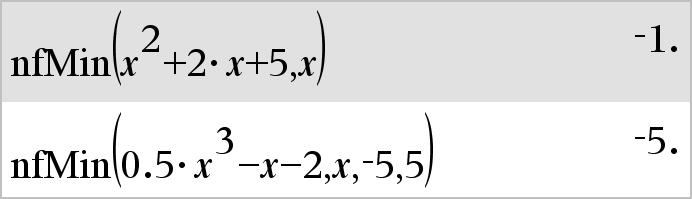 Hvis du opgiver nedregrænse og øvregrænse, søger funktionen i det lukkede interval [nedregrænse,øvregrænse] efter det lokale maksimum. Bemærk: Se også fmax() og d().