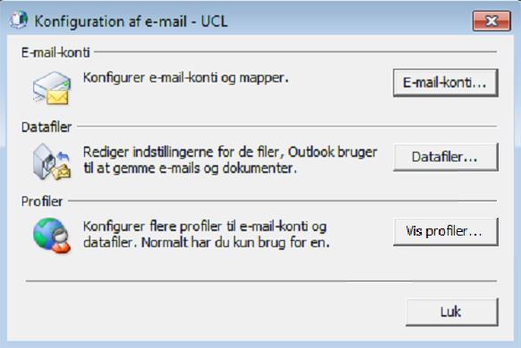 Tilføje en profil i Outlook, så man kan oprette regler i en anden postkasse Hvis man har brug for at oprette eller ændre regler i en anden postkasse, skal postkassen oprettes som en profil i Outlook,