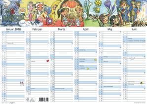 Vægkalendere Vægkalender, Familiens årskalender med illustrationer 50 x 70 cm Flot og farverig,