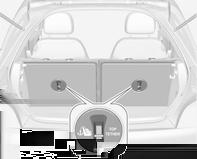 Top-Tether fastgørelsesøjer Bilen har to fastgørelsesøjer på bagsiden af bagsæderne. Top-tether fastgørelsesøjerne er mærket med symbolet : for barnesæde.