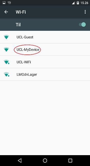 2.5 Tryk på Wi-fi og forbind til UCL-MyDevice.