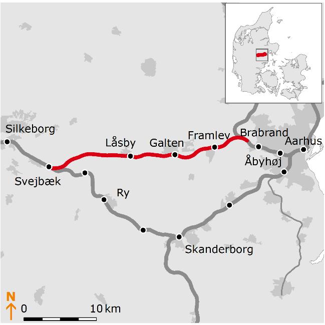 54 Trafikplan for den statslige Baneprojekter Brabrand og Åbyhøj, og vil også have stop i Svejbæk.
