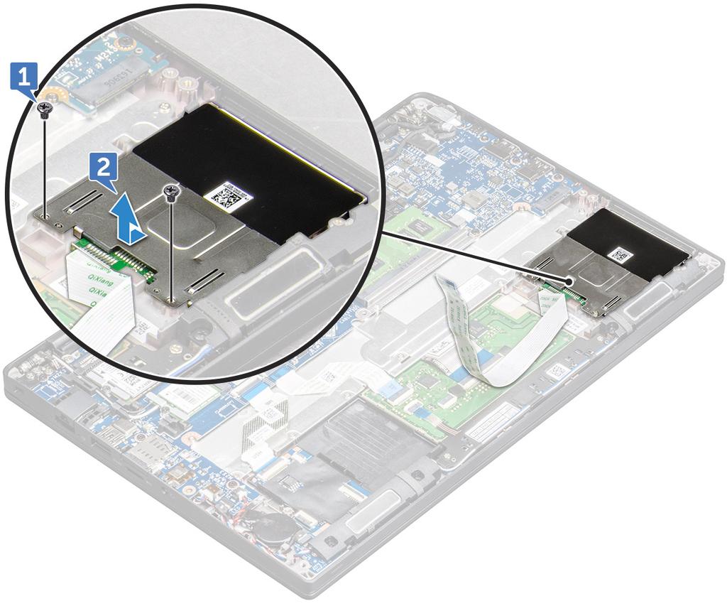 Sådan installeres chipkortkassetten 1 Skub chipkortkasetten ind i dens slot for at rette den ind efter tapperne i computeren.