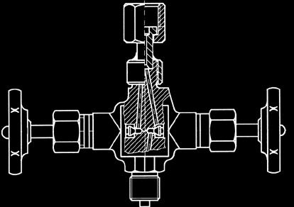 Insatech TILBEHØRSKATALOG: Feltinstrumentering Ventiler til tryktransmittere G½ Manometerventil type M2, med P2 testtilslutning Passer til transmittere med G½ manometer tilslutning. Inlet Outlet Maks.