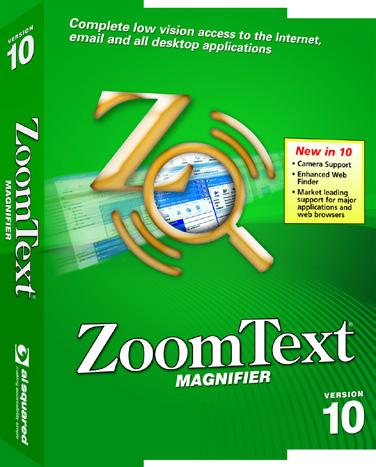 ZoomText Magnifier/Reader En komplet løsning med forstørrelsesprogrammer og talesyntese.