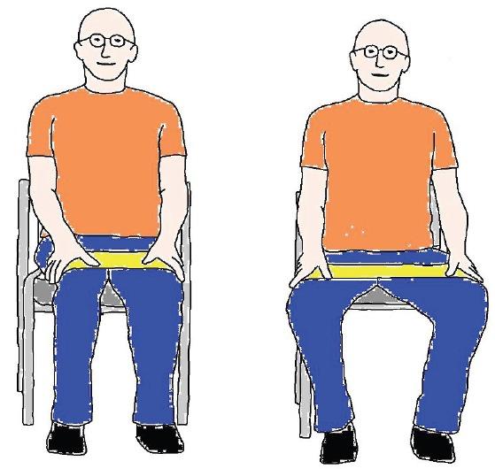 Styrkelse af yderlår Sid rank på den yderste del af din stol med dine fødder og knæ tæt sammen.