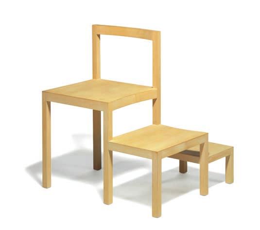 1102 CECILIE MANZ b. København 1972 "Pluralis". Solid ash wood chair with two steps. Signed no. 003/100.