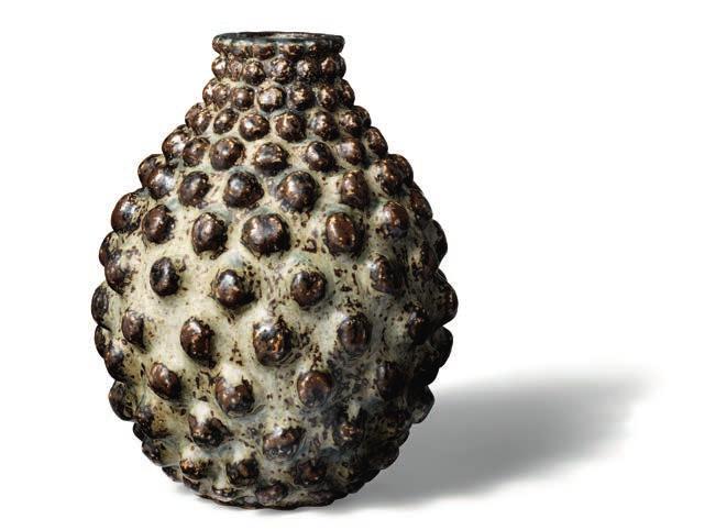 925 AXEL SALTO b. Copenhagen 1889, d. Frederiksberg 1961 Stoneware vase modelled in sprouting style.