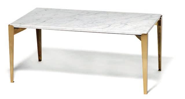 969 JOSEF FRANK b. Baden bei Wien 1885, d. Stockholm 1967 Coffee table with light marble top on a base with slightly tapering brass legs. This example manufactured circa 1950s by Svenskt Tenn. H.