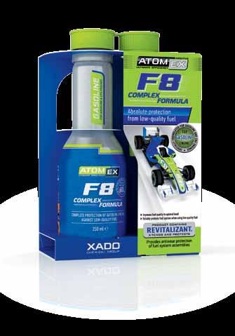 88 Спецжидкости Atomex additiver 89 Atomex F8 Complex Formula Atomex Energy Drive Kompleks af additiver til beskyttelse af brændstofsystemet mod lavkvalitets brændstof. Indeholder revitalizant.