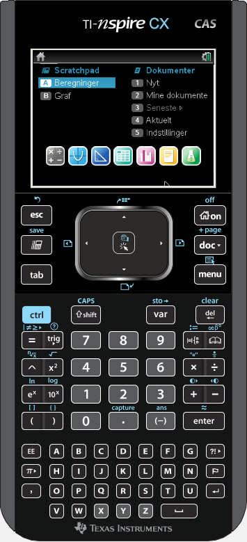 stedet for farver. Du har adgang til en mus på lommeregneren i form af en TouchPad sådan som du kender den fra fx din bærbare computer eller din iphone: Velkommen til TI-Nspire CAS version 3.
