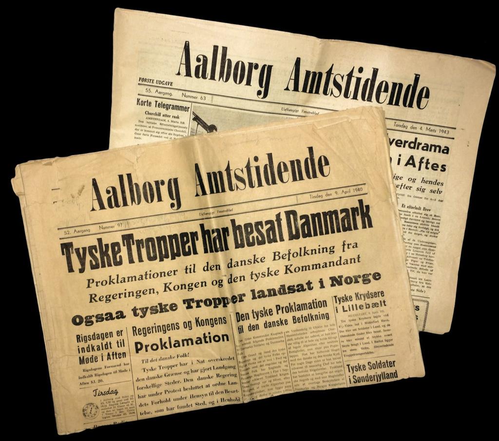 AALBORG AMTSTIDENDE Avisen har været udgivet fra 1889-1971. Tirsdag den 9. april 1940.