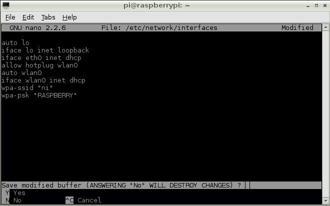 auto wlan0, tiføjes til interface filen for at sikre at at processen startes når Raspberryen tændes.