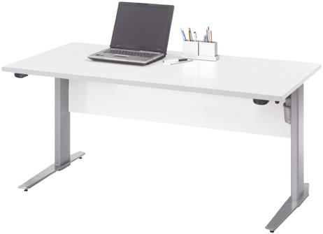 7 HÆVE-/SÆNKE SKRIVEBORDE Hæve-/sænke skrivebord Prima Funktionel hæve- /sænke skrivebord. Vælg mellem 2 typer bordplade i enten hvid eller sort ask melamin. Stellet er sølvfarvet.