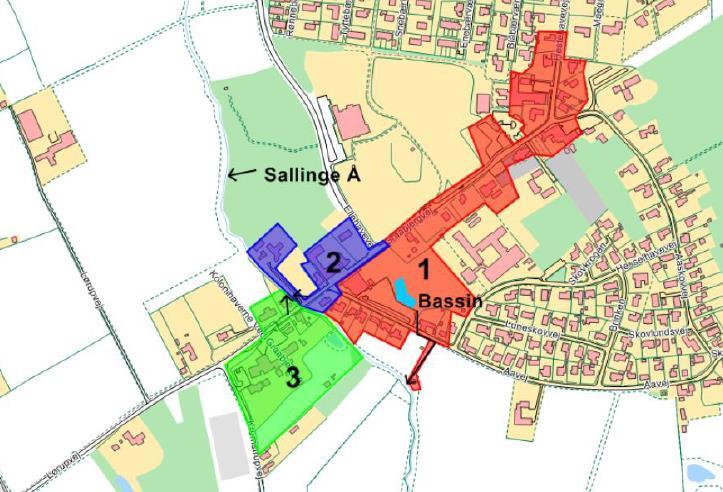 Bilag 1: Kortbilag Figur 1: Kortet viser de områder som skal kloaksepareringen i Ryslinge.