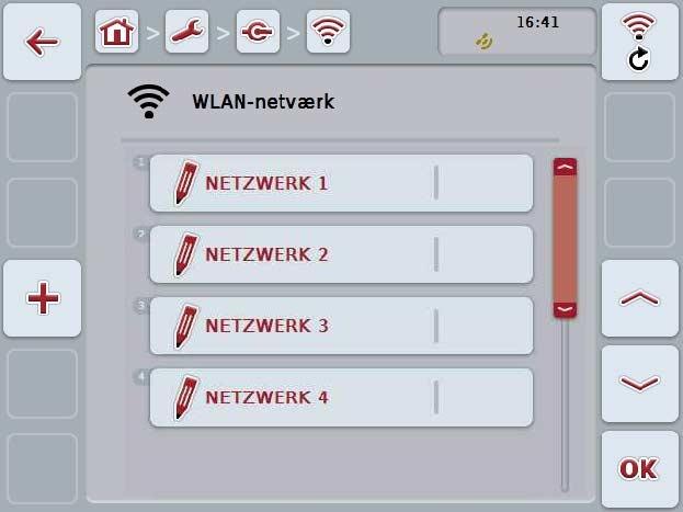 ISOBUS-terminal CCI 100/200 Betjening 5.3.5.5.3.3 WLAN-netværk Gør som følger for at skifte til WLAN-netværkene: 1.