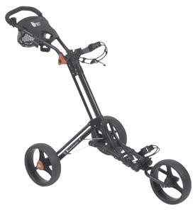 Black Owl Golf Vision Push Stabil trehjulet vogn til en favorabel pris. Letkørende hjul og sma cardholder. Parkeringsbremse. Farve: Sort.