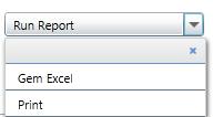 Gem eller print Excelark eller printe Excel arket ved at trykke på pilen ud for Tryk på pilen ved Run Report Tryk Gem Excel Vælg hvor filen skal gemmes Tryk Gem Del Run Report.