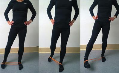 5 sekunder 20 Sideliggende aktivering af hofteudadrotatorer Lig på rask side med bøjede knæ (90 grader) og hælene samlede Spænd de dybe mavemuskler ved