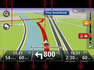 Kørselsvisning Om kørselsvisning Første gang du starter TomTom-navigationsenheden, får du vist kørselsvisning sammen med detaljerede oplysninger om din nuværende position.