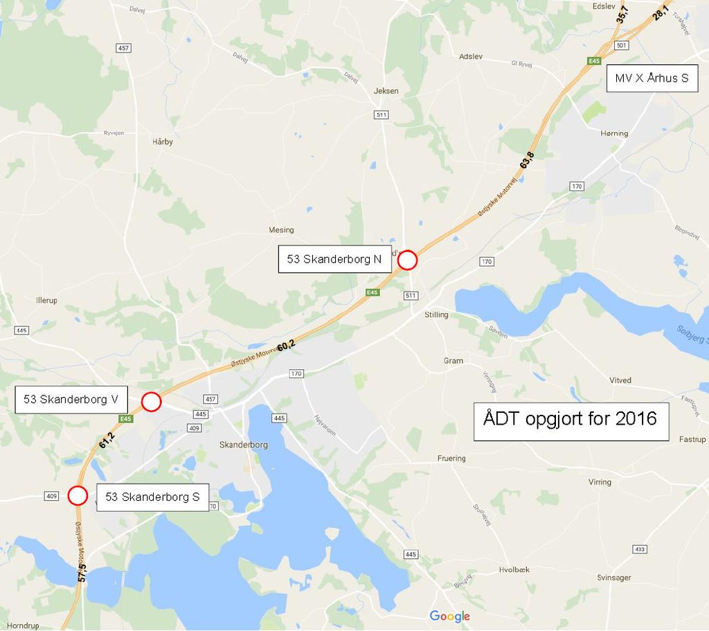 Trafikanalyse Registreret trafik i 2016 51 Skanderborg N 52 Skanderborg V 53 Skanderborg S Fig. 4.