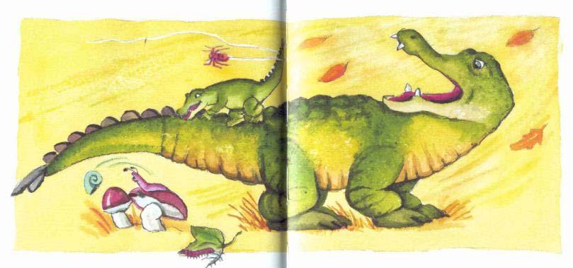 Eksempel: Lad lille krokodille fortælle, hvad den oplever og store krokodille og isbjørnen.