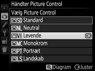 Markér Håndter Picture Control i optagemenuen, og tryk på 2. Knappen G 2 Vælg Gem/rediger.