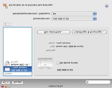Netværksudskrivning fra Macintosh med BR-Script 3-driveren i Vælg den model, der skal være standardprinter i pop-op-menuen Standardprinter.