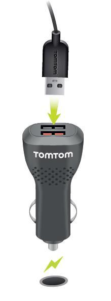 Tip: Med den hurtige dobbeltoplader kan du oplade din TomTom Rider og smartphone samtidig, Bluetooth-forbindelser Din TomTom Rider bruger Bluetooth til at forbinde til din smartphone og dit headset.