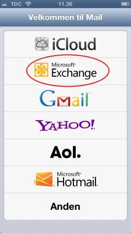 1 Tryk på mail ikonet på Startskærmen og vælg Microsoft