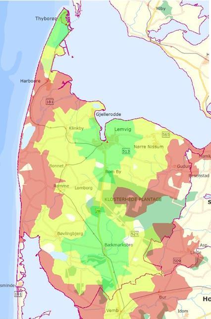 Lemvig kommunes responsområder Ingen ændring i responstid for indsats i forhold til før 1/1-2016 De grønne områder indenfor 10 min De gule områder indenfor 15 min De røde områder indenfor 20 min.