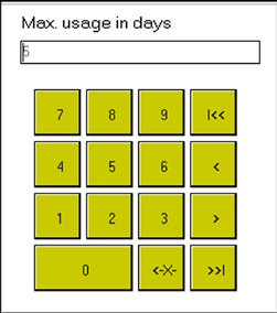 5. Arbejdsområde Navigationsknapper Navigationsknapperne har samme funktion i de to tastaturtyper (numerisk, alfanumerisk): Markøren går til hhv. den venstre og højre kant af indtastningen.
