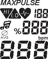 gennemsnitsværdi (AVG) Hjertesymbol (blinker) Træningspuls