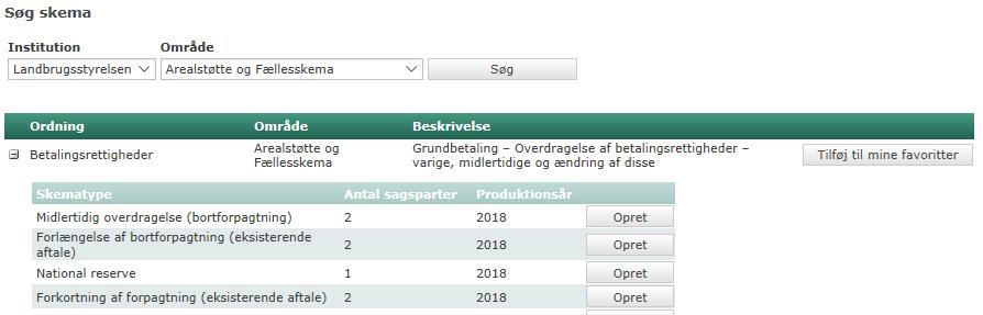 4. Klik på Landbrugsstyrelsen i rullelisten Vælg en institution under Søg skema under fanen Alle. 5.