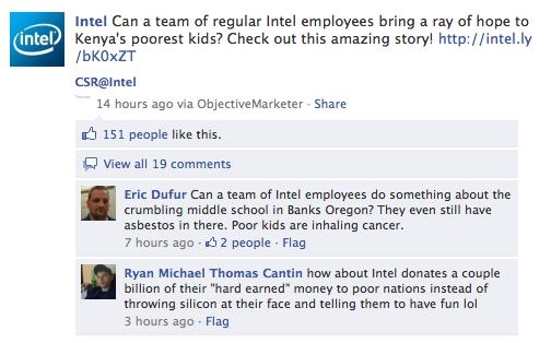 Intel på Facebook - Intel Educations Corps Intel bruger blandt andet deres Facebookside til at fortælle om og skabe dialog