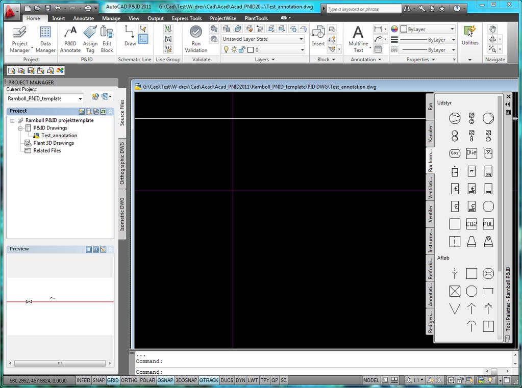 GETTING STARTED 15 8. AUTOCAD P&ID USER INTERFACE AND WORKSPACE The user interface contains: Project Manager.