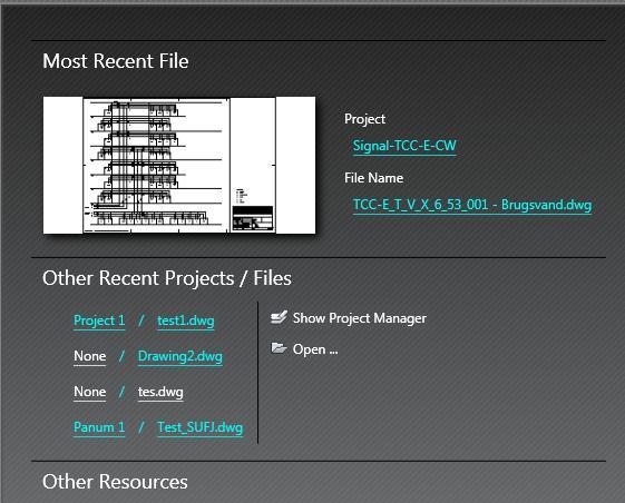 Includes a link to the sample project provided with AutoCAD P&ID. Get Started with Your Own Files. Displays tools to help you navigate to the project files and drawings.