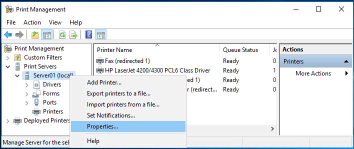 7 Print Server i Windows 2016 Opsætning og styring af printserver Til at styre en printer eller printerserver bruger vi programmet Print Manager.