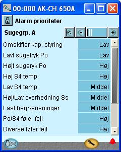 Opsætning - fortsat Indstil alarmprioriteter 1. Gå til opsætningsmenuen 2. Vælg Alarmprioriteter Der er tilknyttet en alarm til mange funktioner.