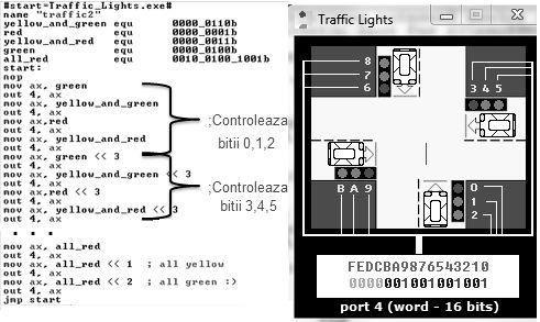 Partea III III - 182 ExerciŃii PRACTICE: (se vor rezolva în șablon) Figura 11.3. Fereastra aplicańiei traffic_lights (P) 1. a) StudiaŃi programul traffic_lights2.