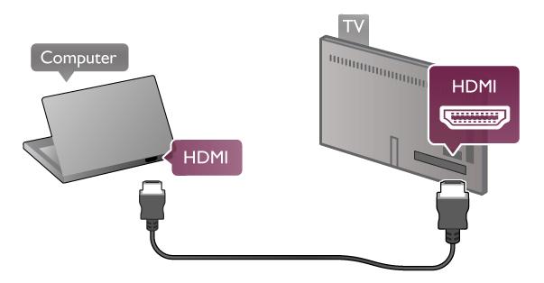 Hvis din computer tilføjes som enhedstypen Computer i menuen Kilde (liste med tilslutninger), indstilles TV'et automatisk til den ideelle Computer-indstilling.