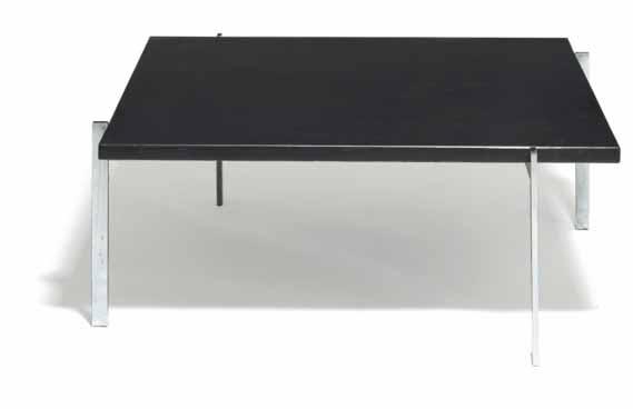 700-3.400 582 POUL KJÆRHOLM b. 1929, d. 1980 "PK-61". Square coffee table. Frame of chromed steel. Top of black slate.