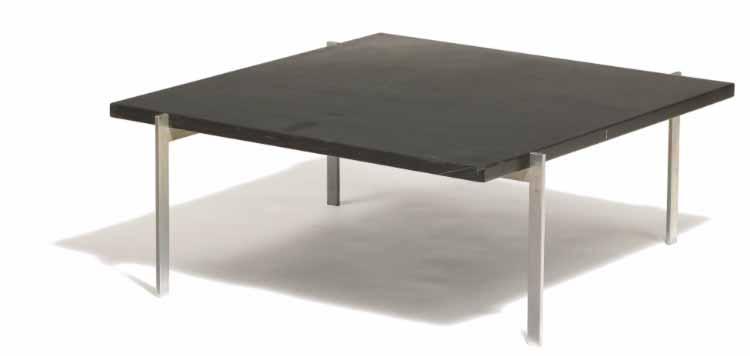 400 586 586 POUL KJÆRHOLM b. 1929, d. 1980 "PK-61". Square coffee table. Frame of chromed steel. Top of black slate.