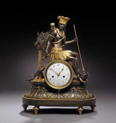 Jubilee Auction Autumn 2008 French Directoire gilt-bronze mantel clock. Early 19th century. H. 46 cm. Sold for 31.