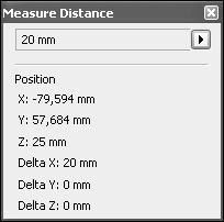 296 Hvis afstanden mellem to hullers centre skal måles, skal det gøres på en lidt speciel måde. Vælg Measure Distance.