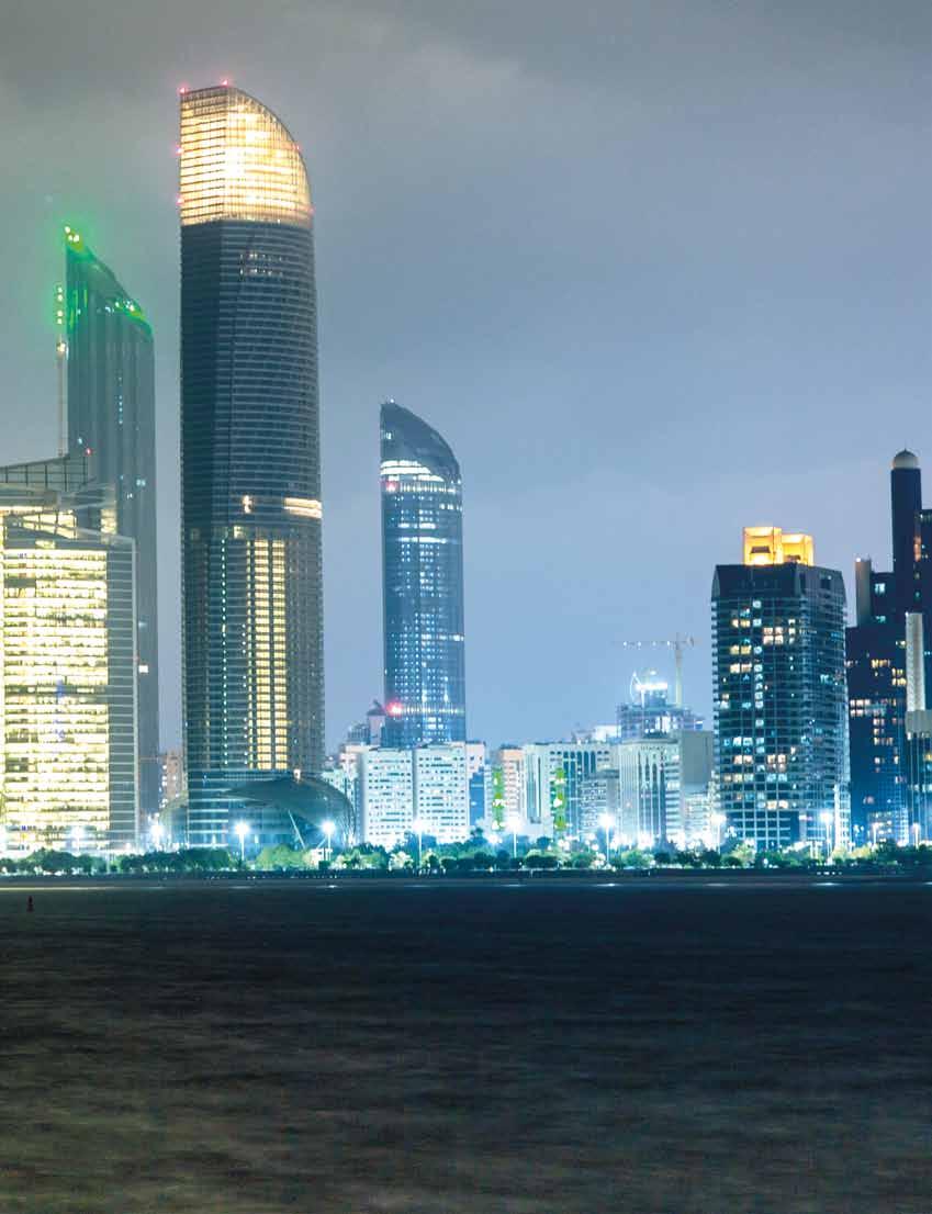 الصورة الكبيرة مدينة رائعة تتألق بأضوائها تتغير مشاهد مدينة أبوظبي عاصمة دولة اإلمارات العربية المتحدة