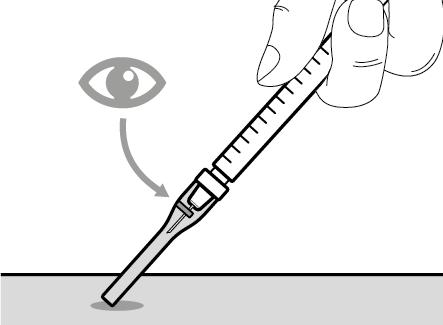 Hvis du ikke hører en kliklyd, skal du kontrollere om nålen er helt dækket af sikkerhedsskjoldet. Hold altid dine fingre bag sikkerhedsskjoldet, væk fra nålen. Tag ikke injektionsnålen af. Trin 17.