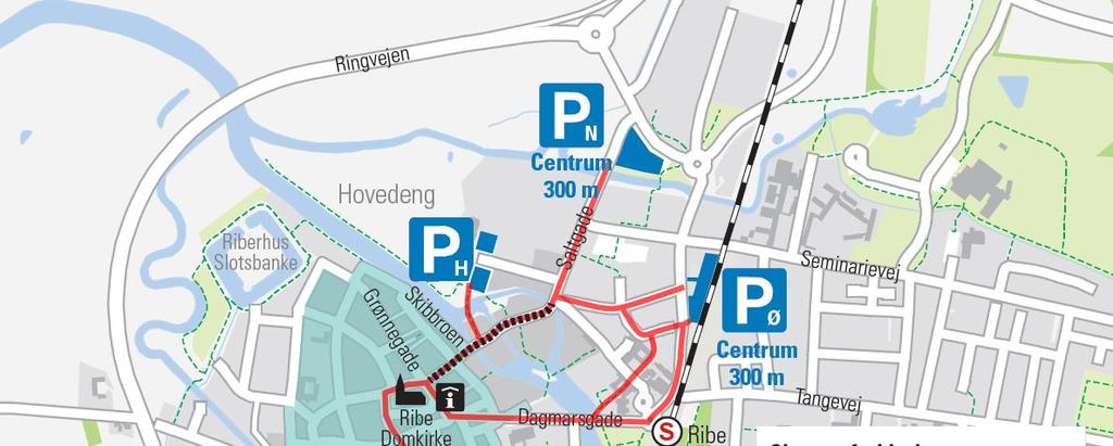 8.2 Skiltning af gangruter fra p-pladserne Hovedgangruterne fra P-pladserne P-nord, P-syd, P-øst og P-Hovedengen skiltes for gående fra/til pladsen til Domkirken.
